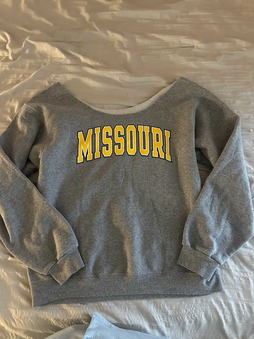 Missouri Gray Crewneck Sweatshirt with Yellow Lettering